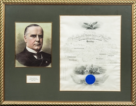 1899 President William McKinley Signed Naval Commission Document Framed 33"x 26" (PSA/DNA)